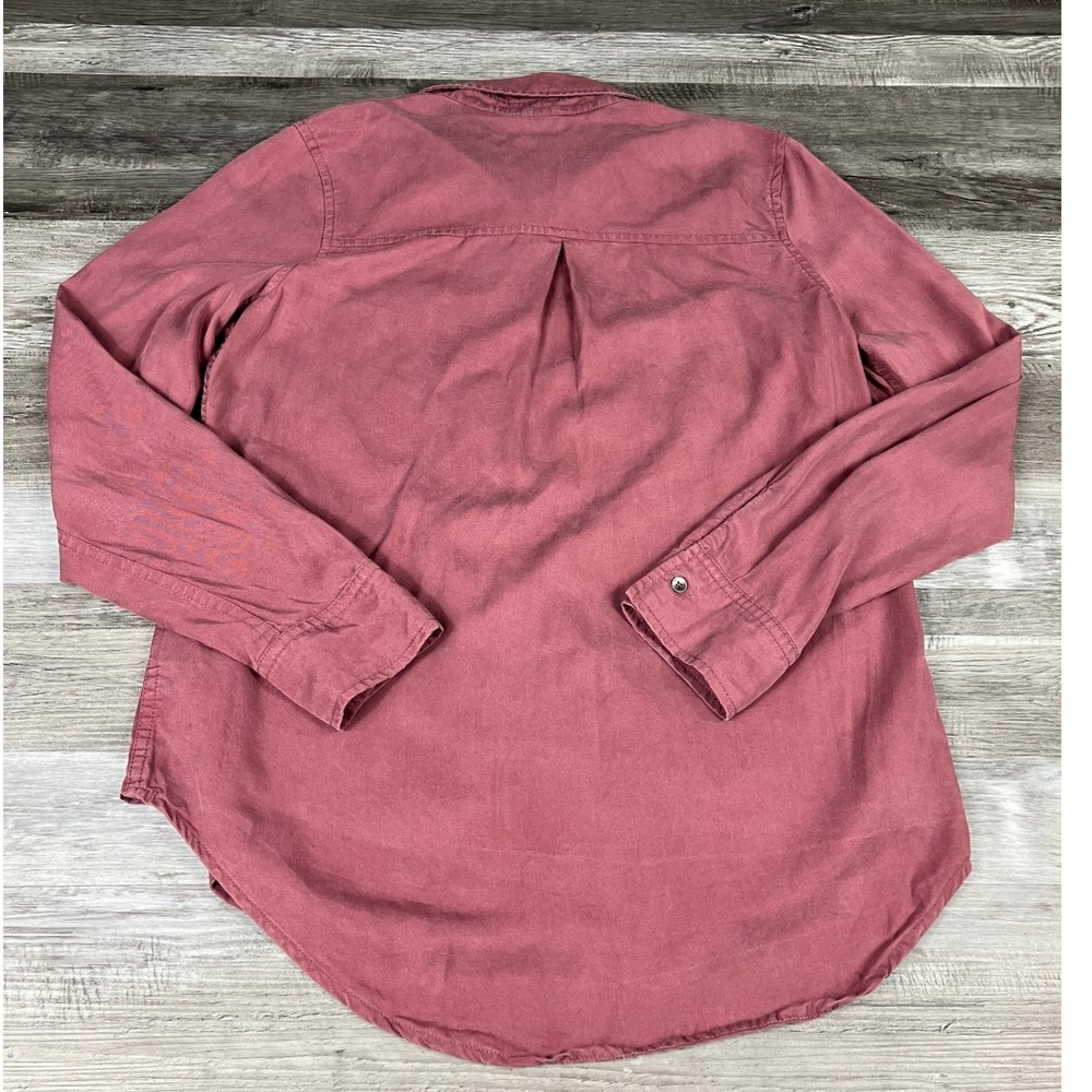 Aeropostale Womens Medium Mauve Lyocell Utility Button Down Shirt Long Sleeve - Picture 2 of 5